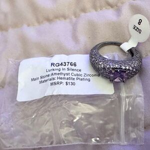 Lurking In Silence Amethyst Ring with Hematite Plating